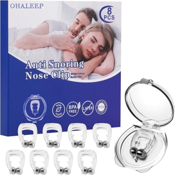 Anti Snoring Devices,Snore Stopper with Adjustable Magnet, Silicone Nose Clip Stop Snoring, Effective to Relieve Snoring, Snoring Solution Comfortable and Quieter Sleep, White, M