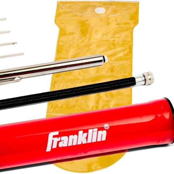 Franklin Sports Ball Pump Kit -7.4" - Perfect for Basketballs, Soccer Balls and More - Complete Hand Pump Kit with Needles, Flexible Hose, Air Pressure Gauge and Carry Bag