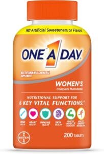 One A Day Womens Multivitamin with Vitamin A, C, D, E and all 8 B vitamins, Calcium, Vitamins for Women, for Bone Health, Skin Health & Immune Health Support , 200 Count
