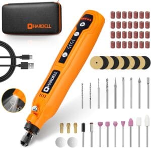 HARDELL Mini Cordless Rotary Tool Kit, 5-Speed and USB Charging with 61 Accessories, Multi-Purpose 3.7V Power Rotary Tool for Sanding, Polishing, Drilling, Etching, Engraving, DIY Crafts
