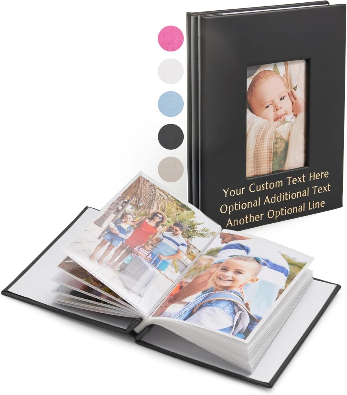 PROMOT Personalized 4x6 Photo Album - Holds 40 Photos - Stylish Black Hardcover Design with Easy Slip-In Pockets - Durable Memory Book for Storing and Displaying Family Photos, Keepsake Small Album