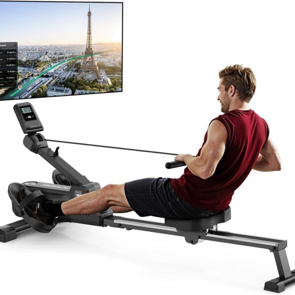 MERACH Foldable Rowing Machines for Home, Magnetic Rowing Machine with 16-Level, Compact Row Saves 20% Space, 350 LBS Load Capacity, Free MERACH App and 1000+ Champion Coaching Course & Games