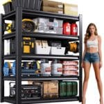 72''H Garage Shelving Heavy Duty 5-Tier Adjustable Storage Shelves Unit,3000 LBS Metal Utility Rack Shelf for Industries, Warehouses, Basement,Black (72'H x 36''W x 16''D)