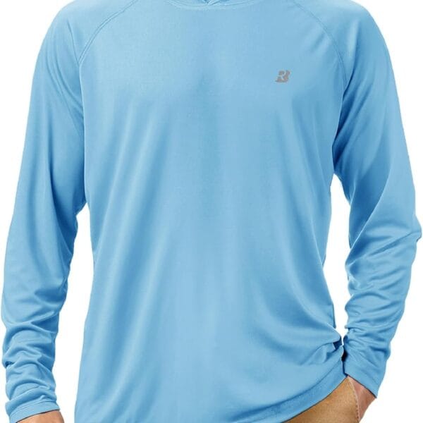 Roadbox UPF 50+ Fishing Shirts for Men, Long Sleeve UV Sun Protection Hoodie, Outdoor Hiking Running Swimming Rash Guard
