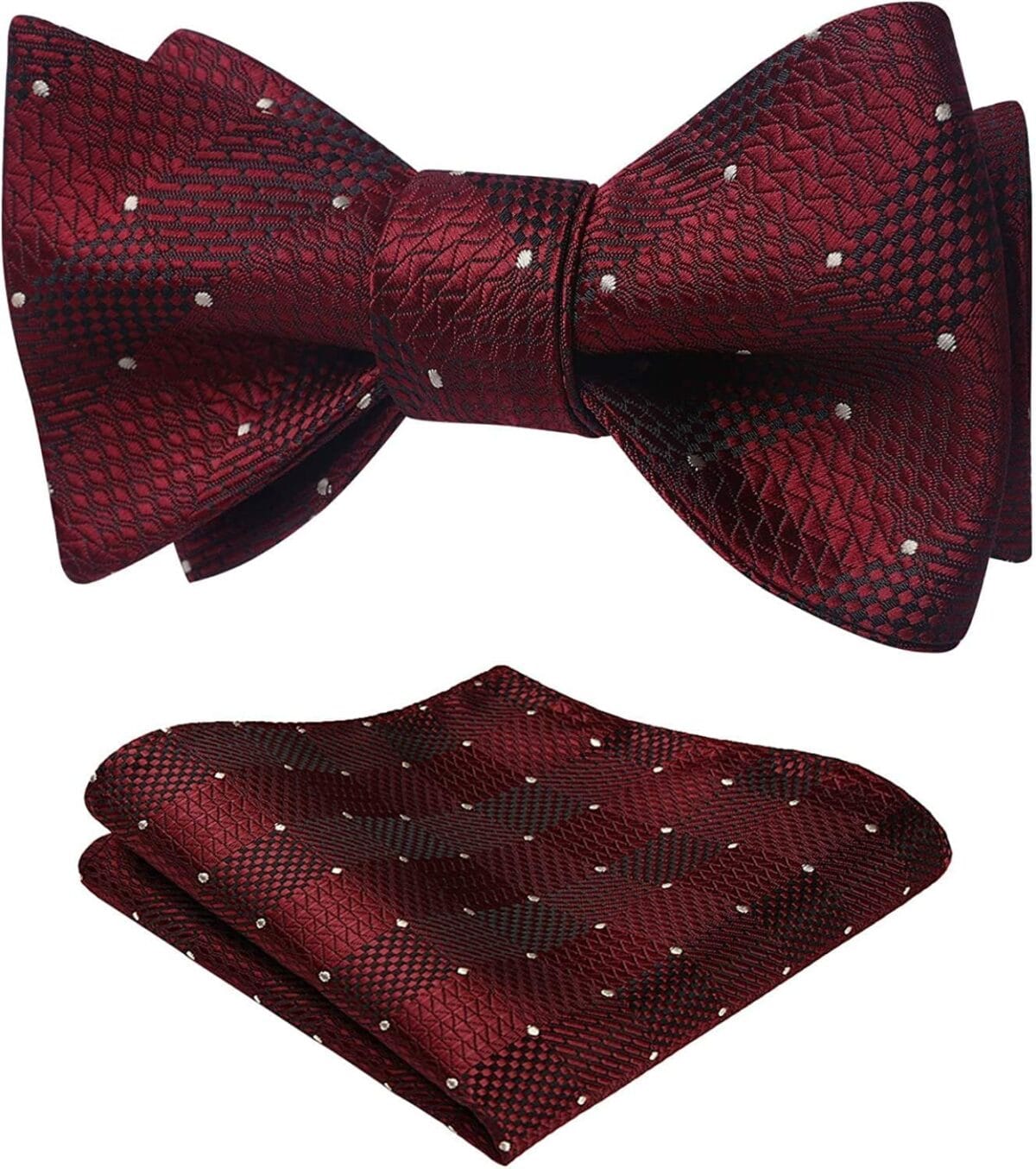 Bow Ties for Men Check Plaid Self Tie Bow Tie and Pocket Square Bowtie Formal Tuxedo Wedding Bowties Handkerchief Set