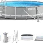 Intex 26723EH Prism Frame Premium Above Ground Swimming Pool Set: 15ft x 42in  Includes 1000 GPH Cartridge Filter Pump  Removable Ladder  Pool Cover  Ground Cloth