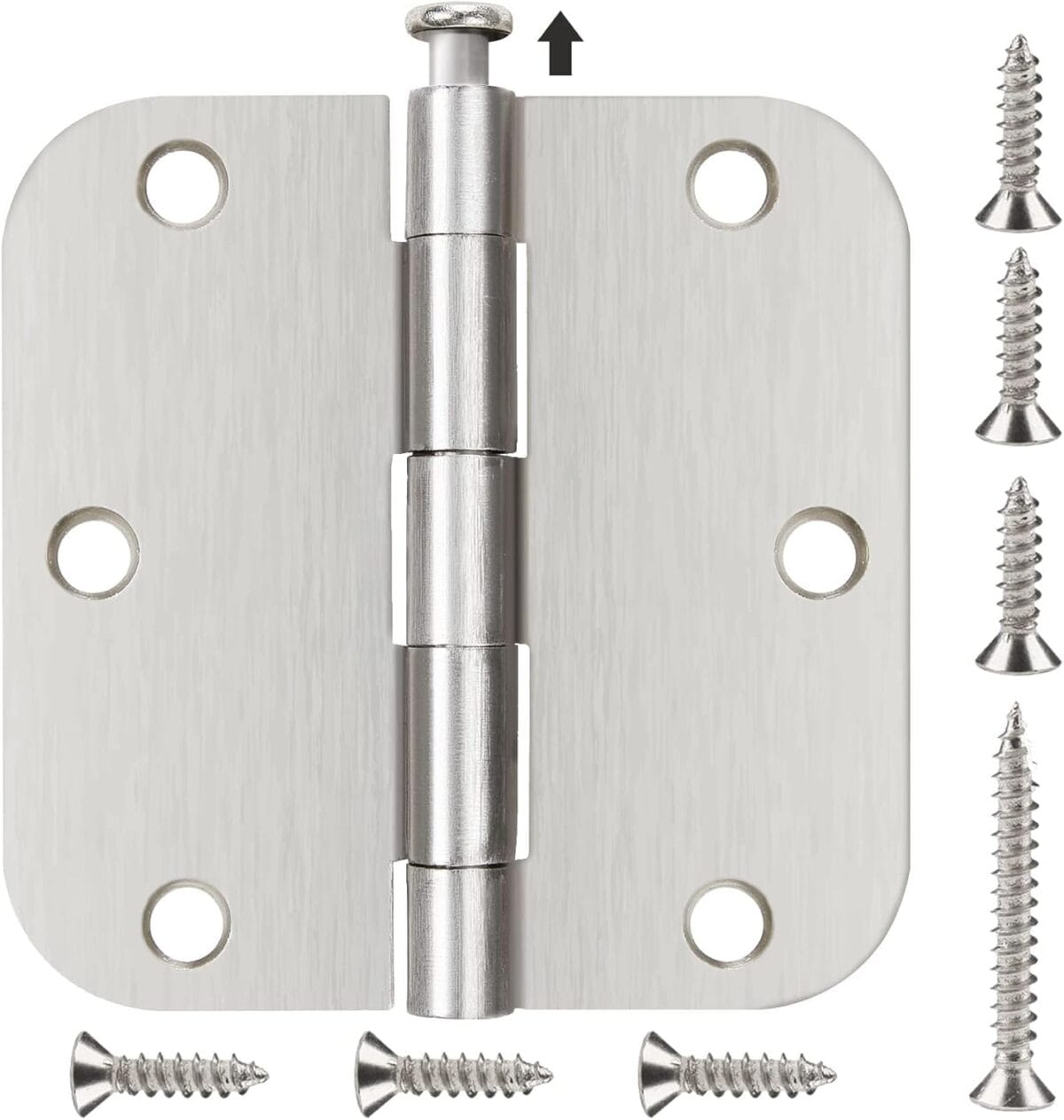 18 Pack Nickel Door Hinges Brushed Nickel 3 1/2 Interior Door Hinges Satin Nickel 3.5 Inch with 5/8 Radius Corners 3 "x 3 " Silver Hardware Controls