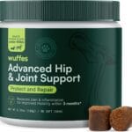 Wuffes Advanced Dog Hip and Joint Supplement with Glucosamine, Chondroitin, Omega 3, MSM, and Green Lipped Mussel, 60 Pork Flavored Chews for Small and Medium Dog Breeds