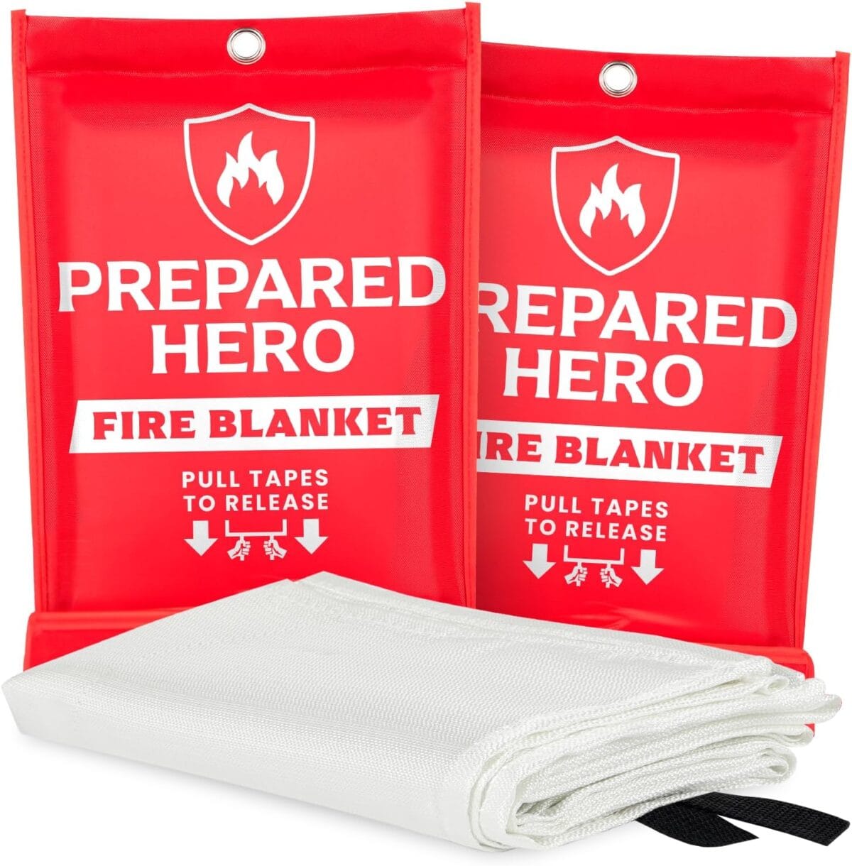 Prepared Hero Emergency Fire Blanket - 2 Pack - Fire Suppression Blanket for Kitchen, 40 x 40, for Home, Fiberglass Fire Blanket.