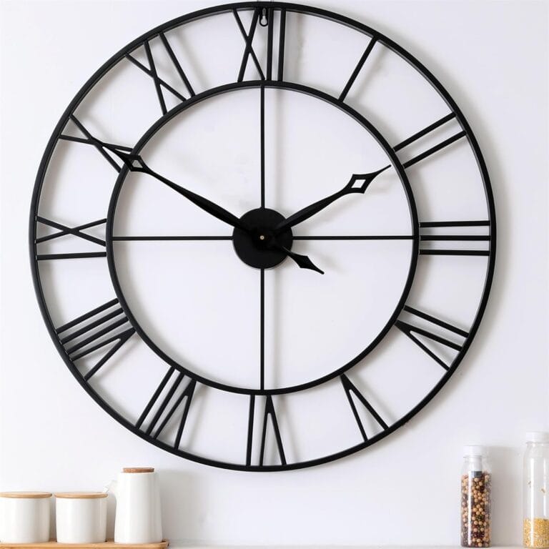 CLXEAST 30 Inch Large Wall Clock Modern, Oversized Roman Numeral Decorative Black Metal Wall Clock for Living Room Decor,House Warming Gifts New Home,Gifts for Women