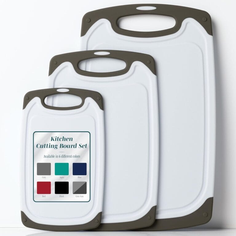 Cutting Boards for Kitchen - BPA-Free Chopping Board - Different Sizes & Non Slip Handles - Reversible, Large Cutting Board Set - Unique Gifts for Cooks Who Have Everything - 3-Pack Gray