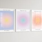 Colorful Abstract Aura Posters for Room Aesthetic 3 Piece Aura Gradient Spiritual Affirmation Canvas Wall Art Positive Energy Painting Danish Pastel Room Wall Decor for Bedroom Yoga 12x16in Unframed