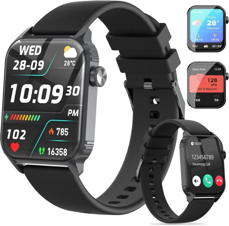 Smart Watches for Women Men, 1.83" HD Smartwatch with 120 Sports Modes, Heart Rate/Sleep Monitor, IP67 Waterproof, Bluetooth Call & Music Control for iPhone/Android - Black