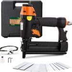 Pneumatic Brad Nailer,18 Gauge,2 in 1 Air Nail Gun Staple Gun,Accepts 2 Inch Brad Nails and Crown 1-5/8 inch Staples,with Carrying Case and 1000pcs Nails,for Carpentry, DIY,Woodworking