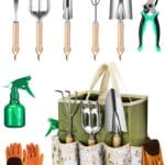 9-Piece Premium Gardening Tool Set for Women - Heavy Duty Stainless Steel Rust-Proof Tools with Fashion Storage Tote | Perfect Gardening Gifts for Mom, Mother's Day, Birthday & Outdoor (Green)