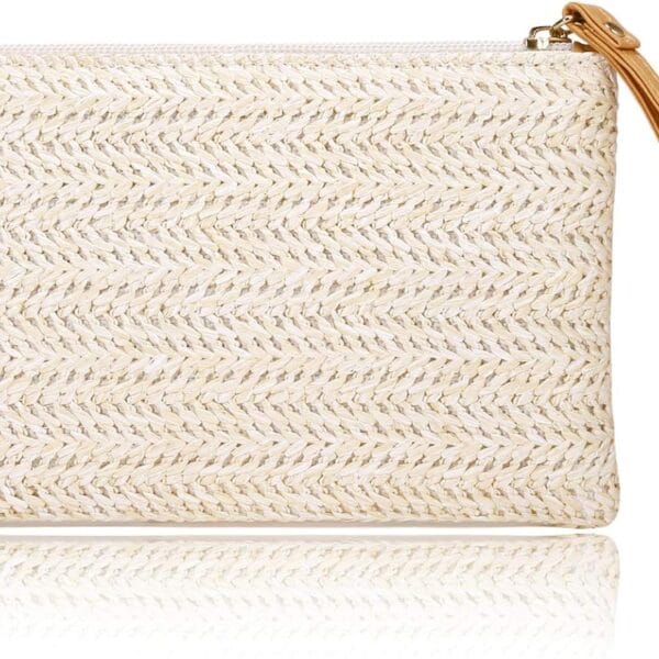 COOKOOKY Womens Straw Clutch Bag Bohemian Summer Beach Straw Purse Zipper Wristlet Wallets for Women