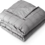 Bare Home Weighted Blanket All-Natural 100% Cotton with Nontoxic Glass Beads 48"x72" 15lbs, Light Grey