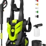 Electric Pressure Washer, 2.5 GPM Power Washer with 4 Quick Connect Nozzles, High Pressure Cleaning Machine with Foam Cannon for Cars/Fences/Driveways/Patios/Home Cleaning (Green)