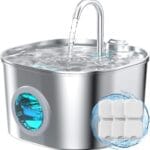 Cat Water Fountain Stainless Steel: Pet Fountains for Cats/Dog Indoor Automatic Waterer Bowls for Drinking Small Animal Water Dispenser Metal Pets Watering Faucet Bottle Auto Kitty Watering Supplies