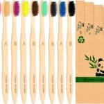 Virgin Forest 10 Count Bamboo Toothbrush, Soft Bristle for Adults, Eco Friendly Natural Wooden Toothbrushes, Vegan Organic Bamboo Travel Tooth Brush (10 Colors)