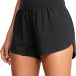 CRZ YOGA High Waisted Dolphin Athletic Running Shorts for Women 3" High Split Comfy Mesh Liner for Gym Workout Track
