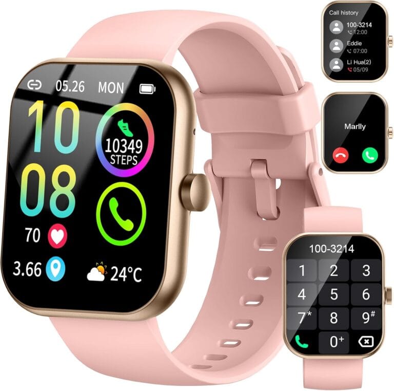 Smart Watch (Answer/Make Calls), 1.96"HD Smartwatch for Women Men, 2025 Activity Tracker with Heart Rate Monitor, Sleep Trackers, Pedometer,SpO2, IP68 Waterproof, Fitness Watch for Android iOS Pink