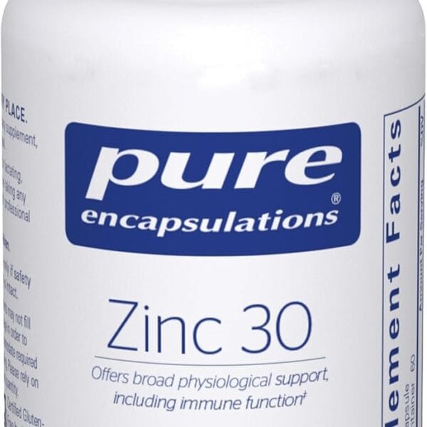 Pure Encapsulations Zinc 30 mg - Supplement for Immune System Support, Growth and Development, and Wound Healing* - with Zinc Picolinate 30 mg - 60 Capsules