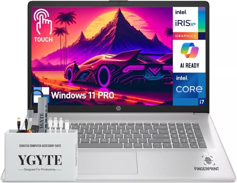 HP 17 Inch Laptop Touchscreen Computer, 17.3" HD+ Touch Screen Business Laptop PC, Intel Core i7, 64GB RAM 2TB SSD+512GB Docking Set,Windows 11 Pro, Copilot AI, 10-Key Number Pad, Fingerprint