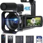 4K Video Camera Camcorder Digital Camera Recorder 42MP YouTube Vlogging Camera 18X Digital Zoom 3 270 Rotation Screen Camcorders camera with Microphone, Remote Control, 2 Batteries, 32G SD Card