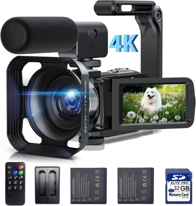 4K Video Camera Camcorder Digital Camera Recorder 42MP YouTube Vlogging Camera 18X Digital Zoom 3 270 Rotation Screen Camcorders camera with Microphone, Remote Control, 2 Batteries, 32G SD Card