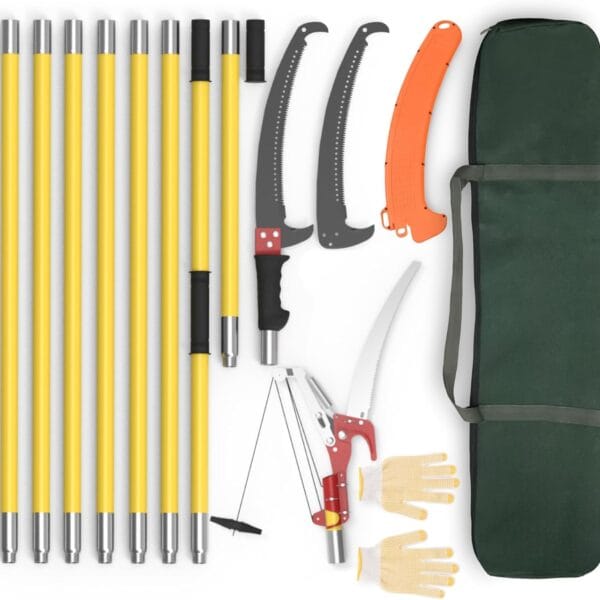 Pole Saws for Tree Trimming, 7.3-27 ft Extendable Tree Trimmers Long Handle Pruner, Sharp Steel Blade and Scissors High Branches Trimming, Tree Pruner, Tree Saw