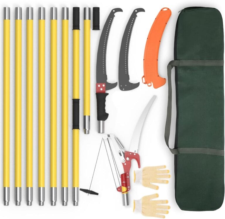 Pole Saws for Tree Trimming, 7.3-27 ft Extendable Tree Trimmers Long Handle Pruner, Sharp Steel Blade and Scissors High Branches Trimming, Tree Pruner, Tree Saw