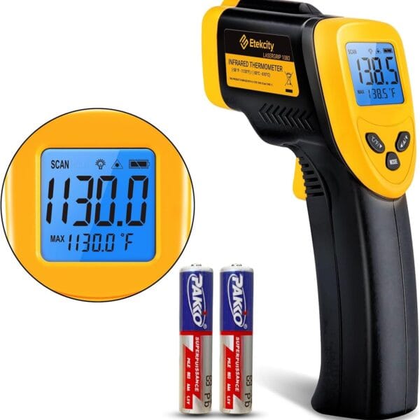 Etekcity Infrared Thermometer Temperature Gun 1080, -58F to 1130F for Meat Food Pizza Oven Griddle Accessories, Heat Gun for Cooking, Kitchen, Fridge, Reptile,BBQ