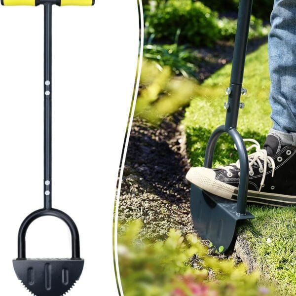 Colwelt Saw-Tooth Edger Lawn Tool, Half Moon Lawn Edger with T-Grip, Sidewalk Grass Long Handled Step Edger, 38-Inch