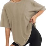 ATHMILE Womens Oversized T Shirts Loose Fit Crewneck Short Sleeve Tops Summer Casual Blouse Y2K 2025 Basic Tee Beach