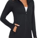MAGCOMSEN Women's UPF 50+ Lightweight Athletic Jacket Sun Protection Full Zip Long Sleeve Shirts Hiking Outdoor Pockets