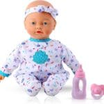 KOOKAMUNGA KIDS 16 Inch Interactive Baby Doll - Realistic Baby Doll w/ Expressions - Touch Activated Features and Sounds - Lifelike Moving Chest, Breathes, Cries, Suckles & Giggles w/ Toy Baby Bottle