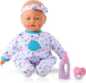 KOOKAMUNGA KIDS 16 Inch Interactive Baby Doll - Realistic Baby Doll w/ Expressions - Touch Activated Features and Sounds - Lifelike Moving Chest, Breathes, Cries, Suckles & Giggles w/ Toy Baby Bottle