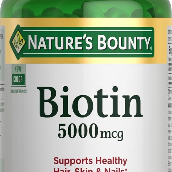 Nature's Bounty Biotin, Vitamin Supplement, Supports Metabolism for Cellular Energy and Healthy Hair, Skin, and Nails, 5000 mcg, 150 Softgels