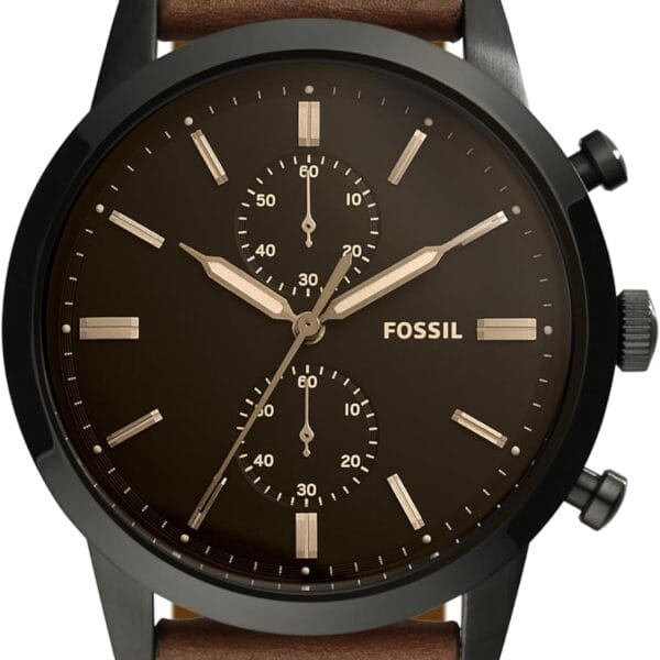 Fossil Men's Townsman Quartz Stainless Steel and Leather Chronograph Watch