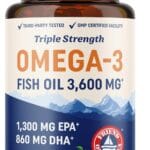Triple Strength Omega 3 Fish Oil 3600 mg | EPA & DHA | Over 2100mg Omega-3 Fatty Acids | 1300mg EPA + 860mg DHA | Best Essential Fatty Acids | Premium Wild Caught & Burpless Fish Oil | 120 Ct