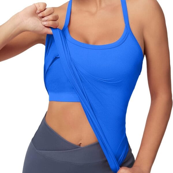 MathCat Workout Tank Tops for Women with Built in Bra, Sleeveless Gym Tops Seamless Racerback Athletic Yoga Shirts