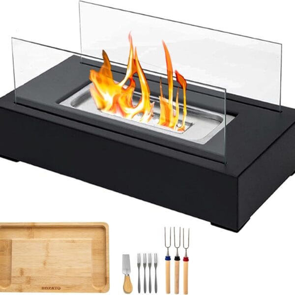 Tabletop Fire Pit with Smores Maker Kit Portable Indoor/Outdoor Mini Small Fireplace Table Top Decor Home Patio Balcony Backyard Gifts for Women Mom Her Wedding Mothers Day Housewarming Birthday Gift