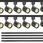 VANoopee 12-Light LED Track Lighting Kit with 13FT H Type Track Lighting Rail, Dimmable LED Track Light Heads Modern Kitchen Track Lighting Fixtures Ceiling Spot Light 3000K 24 CRI90+ 10W 800lm Black