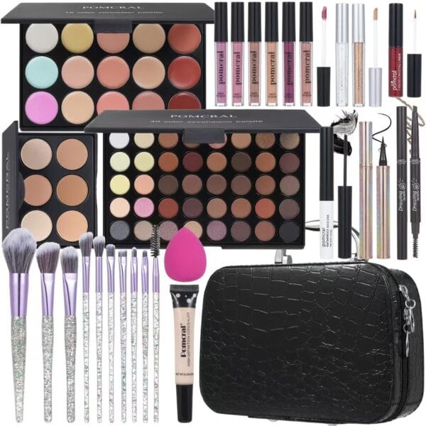 Makeup Kit For Girls,Full Makeup Set For Wonmen Includes 40 Colors Eyeshadow Palette Lip Gloss Liquid Lipstick Make up Sponge Brushes Eyebrow Concealer With Makeup Bag