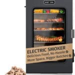 EAST OAK 30" Electric Smoker, Outdoor Smoker with Glass Door & Meat Thermometer, 725 Sq Inch Large Capacity, 4 Detachable Racks for Backyard BBQ, Party, Outdoor Cooking Night Blue