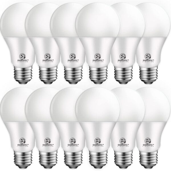 E ENERGETIC LIGHTING Dimmable LED Light Bulbs, 60W Equivalent, Soft White 2700K, 8.5W 800 Lumens LED Bulbs, E26 Base Standard Light Bulbs, ETL Listed, 12 Packs