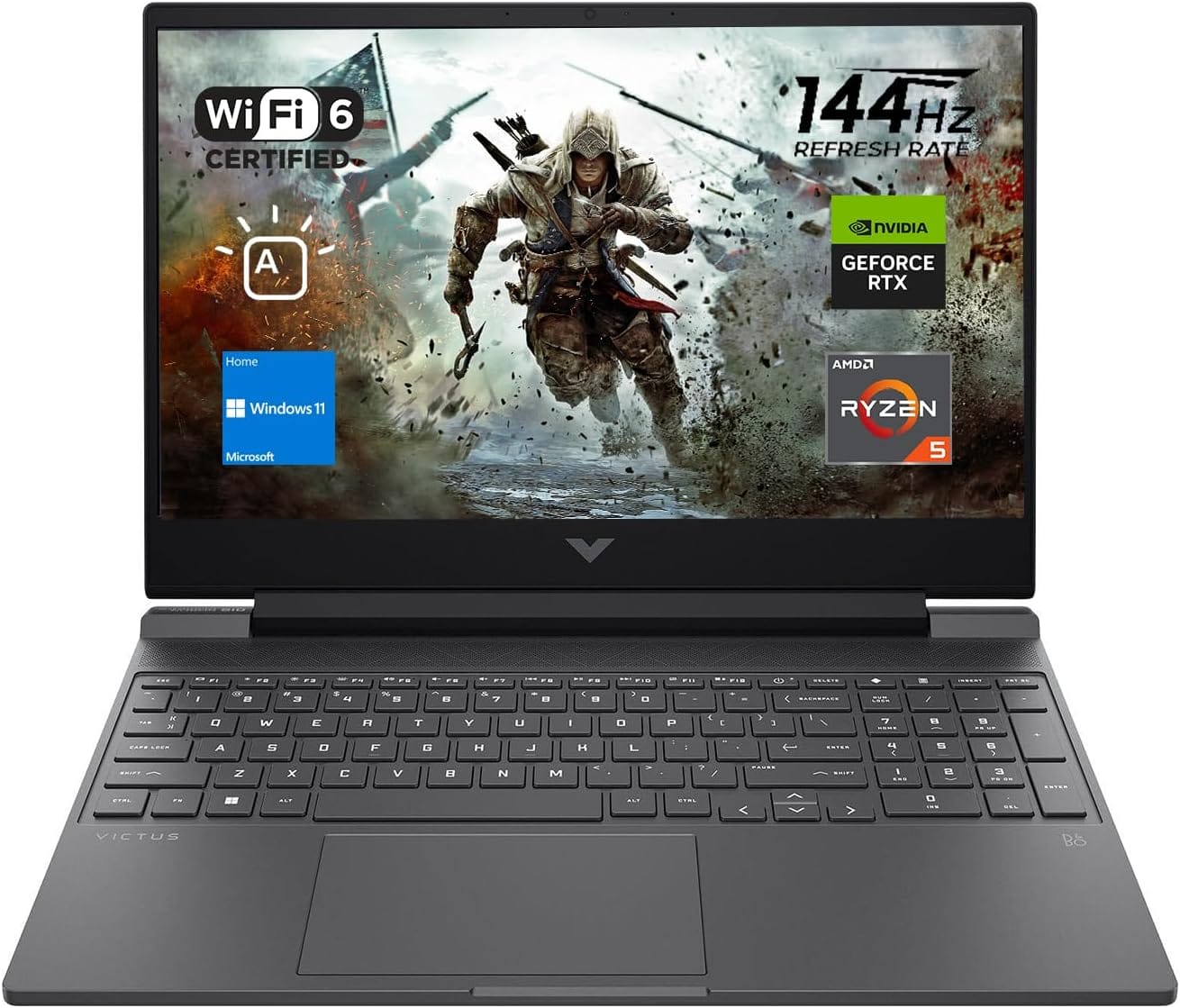 HP Victus 15 Gaming Laptop, 15.6" FHD 144Hz Display, AMD Ryzen 5 7535HS, 16GB DDR5 RAM, 512GB PCIe M.2 SSD, NVIDIA GeForce RTX 2050, HDMI, Webcam, Backlit Keyboard, Wi Fi 6, Windows 11 Home, Silver HP Victus 15 Gaming Laptop, 15.6" FHD 144Hz Display, AMD Ryzen 5 7535HS, 16GB DDR5 RAM, 512GB PCIe M.2 SSD, NVIDIA GeForce RTX 2050, HDMI, Webcam, Backlit Keyboard, Wi-Fi 6, Windows 11 Home, Silver