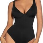 FeelinGirl Shapewear Bodysuits for Women Tummy Control Body Suits Deep V Neck Thong Body Shaper