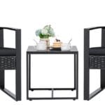 Flamaker 3 Pieces Patio Set Outdoor Wicker Furniture Sets Modern Rattan Chair Conversation Sets with Coffee Table for Yard and Bistro (Black)